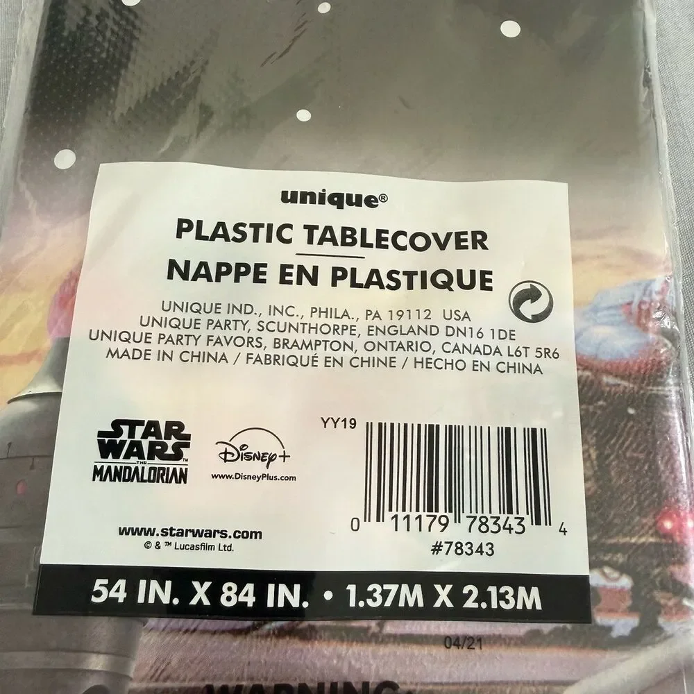 Disney Star Wars Mandalorian 54” x 84” Plastic Birthday Tablecloths Set of 2 NEW